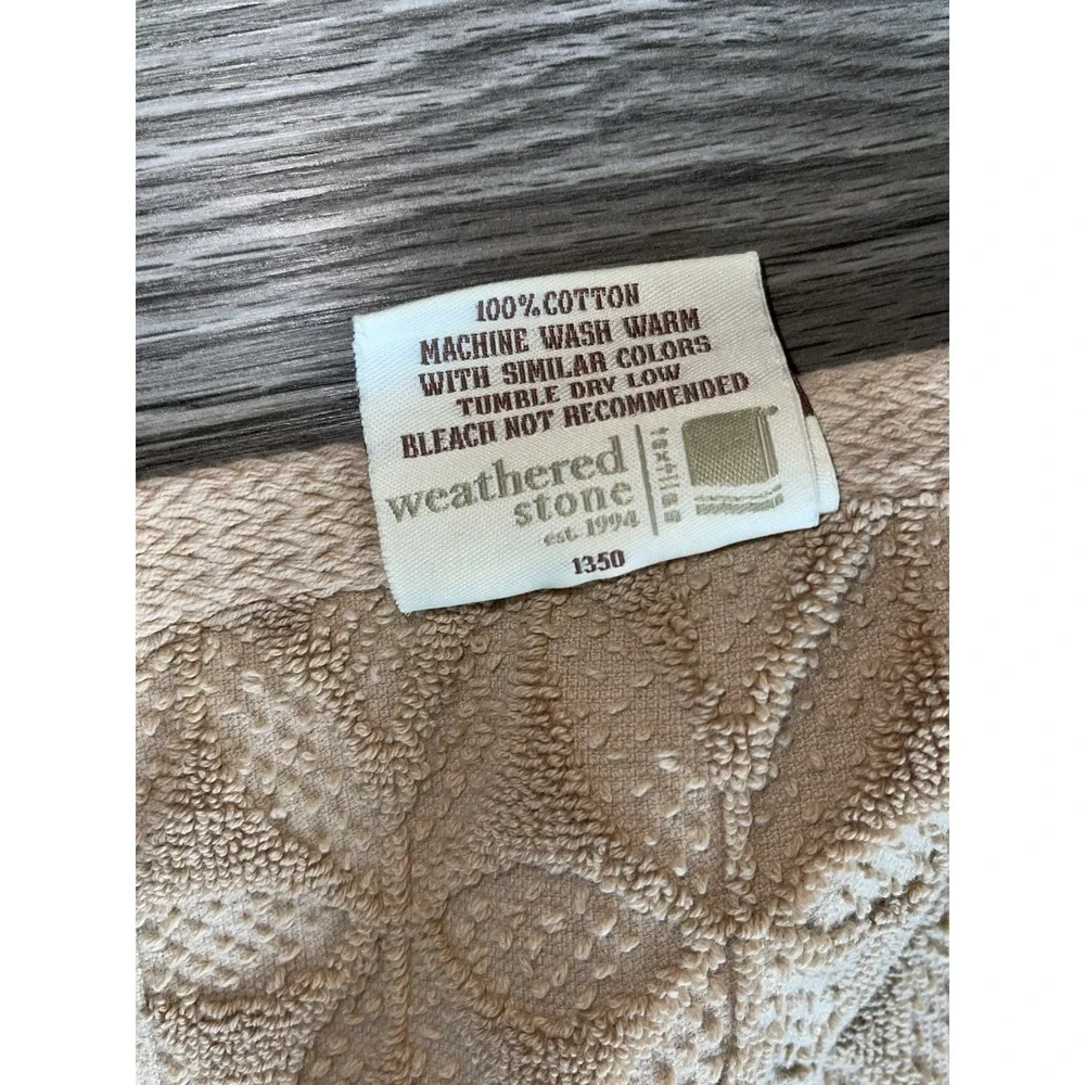Vintage Made In Turkey 100%‎ Cotton LEAVES Brand Bath Towels (2) 4 Wash Cloths